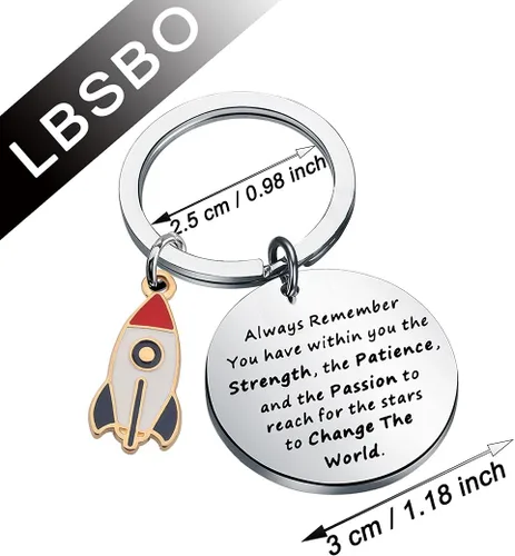 Vista 2 de CENWA Rocket Ship Regalo astronauta regalo astronauta regalo Always Remember You Have Within You The Strength llavero