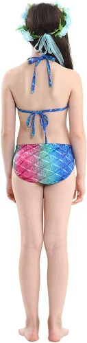 Vista 7 de 5Pcs Girls Swimsuit Mermaid Tails for Swimming Princess Bikini Bathing Suit Set Can Add Monofin for 4T 6T 8T 10T 12T