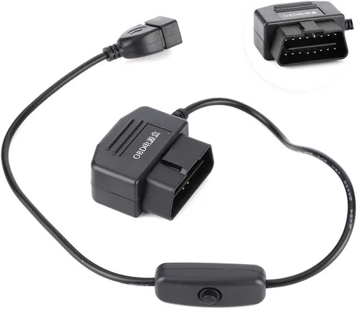 Vista 5 de Ejoyous Cable de alimentación OBD2, cable de alimentación USB Cable de carga 16Pin OBD2 Conector universal para coche GPS DVR Cámara