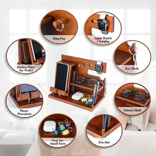 Vista 4 de awofer Estación de acoplamiento de madera personalizada para teléfono, versículo bíblico personalizado, regalos religiosos para hombres, múltiples