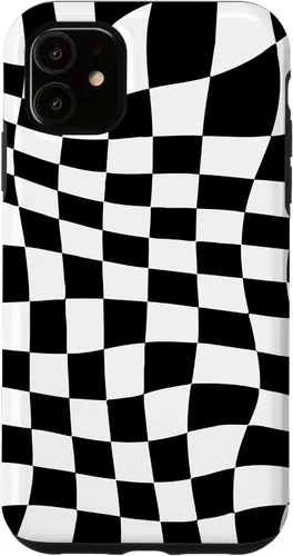 Vista 8 de Funda clásica a cuadros para iPhone 17, diseño ondulado de tablero de ajedrez en blanco y negro