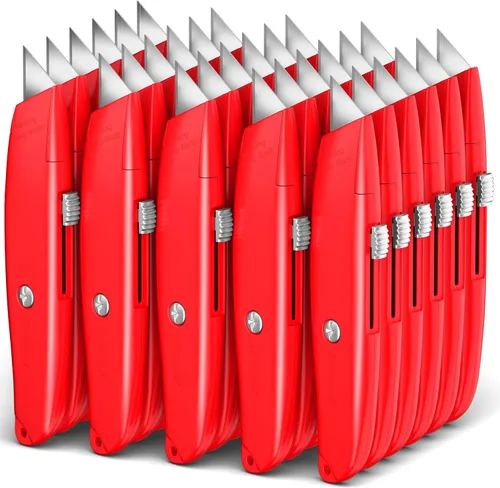 Vista 15 de DIYSELF Paquete de 2 cuchillos utilitarios, cortador retráctil, resistente (naranja)