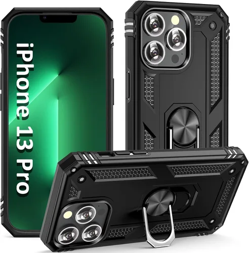 Vista 24 de ADDIT Funda para iPhone 13 Mini iPhone 13 Mini, con soporte de anillo, soporte magnético para automóvil, grado militar, resistente, para iPhone 13