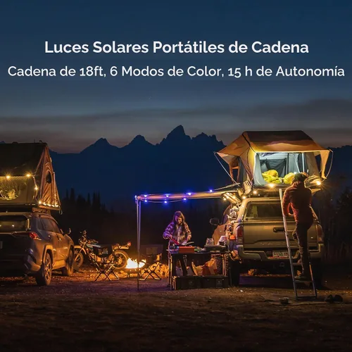Vista 2 de BioLite Cadena Solar Recargable, Luces de Cadena Solares para Acampar, Patio y Viaje, 18 Pies, Color Blanco