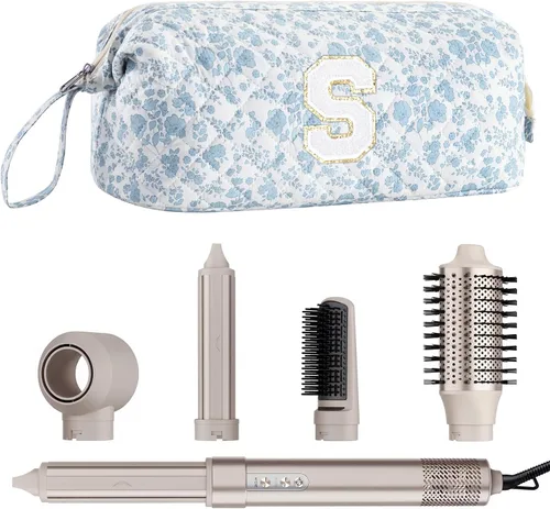 Vista 6 de Bolsa de viaje para herramientas para el cabello con inicial compatible con Flor azul