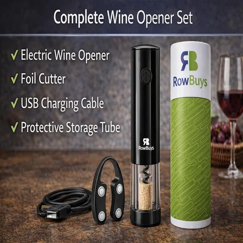 Vista 6 de Abrebotellas de vino eléctrico – Sacacorchos automático recargable con sensor táctil y luz LED Abrebotellas de vino inalámbrico Set de regalo