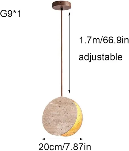 Vista 6 de Farmhouse Pendant Lights Fixtures Mini Natural Yellow Travertine Hanging Lamp Japanese Wabi-Sabi Height Adjustable Chandelier for Living Room