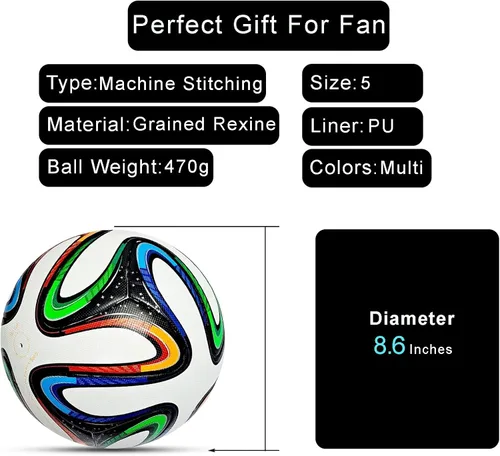 Vista 2 de Copa del Mundo 2014 - Balón de fútbol tamaño 5 – Réplica de partido final, fútbol premium ideal para aficionados, coleccionistas