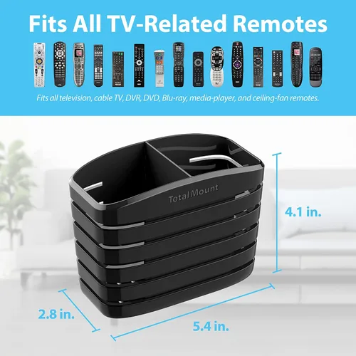 Vista 3 de TotalMount Remote Control Holder – Premium Quality and Extra Stable to Place Near Your TV, Bed, or Table (Medium – Fits Three Remotes, Premium Black)