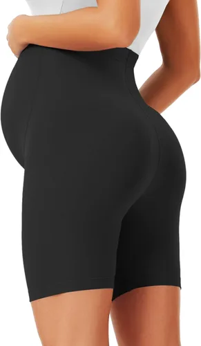 Vista 2 de BONVIGOR Pantalones cortos de maternidad sobre el vientre, para entrenamiento, yoga, atlético, embarazo, pantalones cortos de descanso