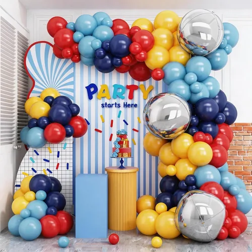 Vista 12 de Jobkoo Kit de Guirnalda de Arco de Globos de Videojuegos con Globos de Papel Metálico de Controlador de Juego Globos de Látex Azules Verdes Negros