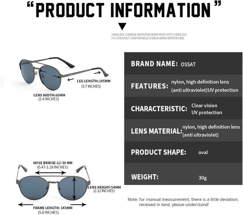 Vista 7 de OSSAT Gafas de sol ovaladas con marco de metal Lente espejada clásica neutral