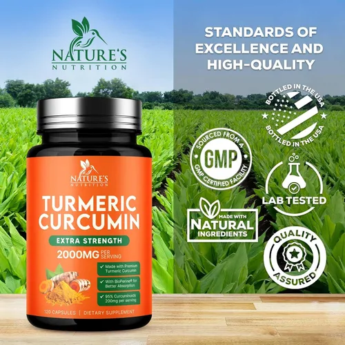 Vista 8 de Suplemento de curcumina de cúrcuma – 1800 mg de cúrcuma orgánica por porción – 95% de curcuminoides y extracto de pimienta negra BioPerine para una