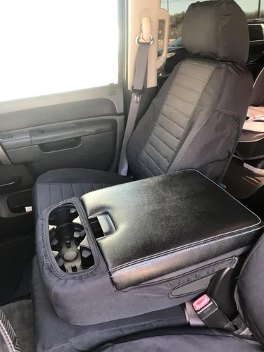 Vista 8 de Durafit fundas para asientos C1127-C1- Chevy Silverado, Avalanche y GMC Sierra LT 40/20/40 Negro personalizable impermeable fundas para asientos