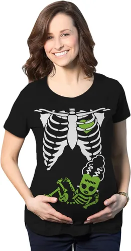 Vista 11 de Playera de disfraz para Halloween, diseño chistoso de esqueleto de bebé, para embarazadas, para madres. Bebé (varón)