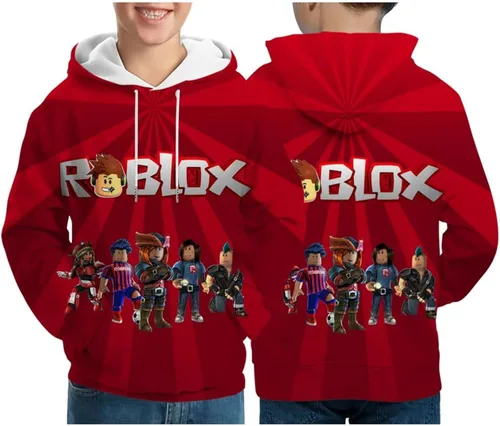 Vista 3 de Sudadera con capucha unisex con estampado 3D de dibujos animados para jóvenes, sudadera deportiva con bolsillos, Rojo