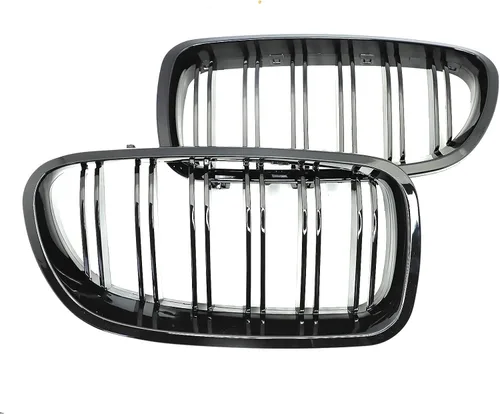 Vista 2 de Parrilla frontal F10 F18 compatible con BMW 5 Serie F10 F11 F18 M5 2010-2017, (juego de 2 rejillas dobles negras brillantes)