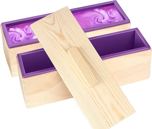 Vista 17 de ZOENHOU Paquete de 2 moldes de jabón azules de 42 onzas con 2 tapas, kit de moldes de silicona rectangulares flexibles para hacer jabón con caja