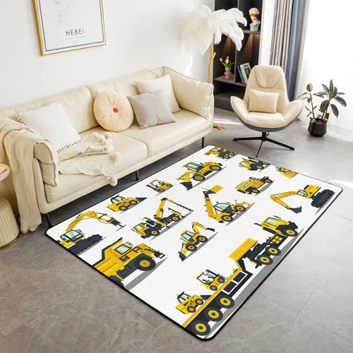 Vista 10 de Alfombra decorativa de 4 x 5 pies con diseño de cerdo y pollo y perro, alfombra de sala de estar de animales de granja para decoración rústica
