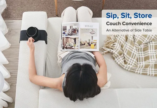 Vista 4 de Soporte para tazas de sofá, Elimiko, soporte de silicona para bebidas con soporte grande mejorado, para Negro