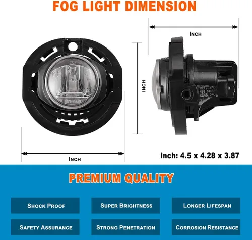 Vista 4 de Nixon Offroad Juego de luces antiniebla con bombilla LED para Dodge Charger 15-19 y Chrysler 300/17-20 Chrysler Pacifica/14-21 Jeep Grand Cherokee