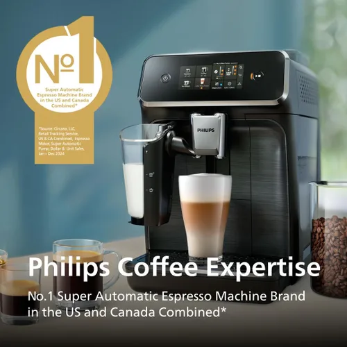 Vista 7 de Philips Máquina de café expreso totalmente automática serie 3300 con sistema de leche LatteGo y molinillo integrado, 6 preajustes de café caliente