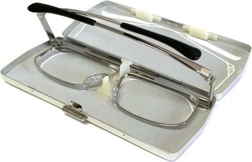 Vista 2 de Kanda Japón SlimFold Plegable Diseñador Metal Lectura Gafas Modelo 1 Marrón +3.25
