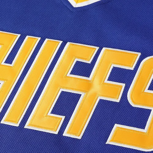 Vista 2 de Hanson Brothers - Camiseta de hockey 16 Charlestown Chiefs 17 Jeff Slap Shot 18, camiseta de hockey de película, azul, blanco, S-3XL