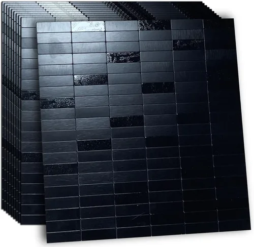 Vista 30 de XUANINY Azulejos de Mosaico de Aluminio Autoadhesivos para Despegar y Pegar, Pegatinas de Azulejos de Pared para Salpicadero de Cocina