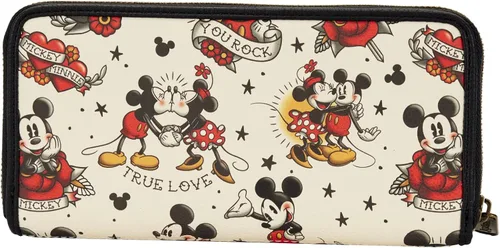 Vista 3 de Loungefly Disney Mickey and Minnie Mouse Tattoo Art - Cartera de piel sintética Multi