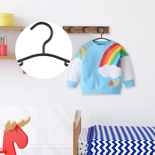 Vista 5 de GoodtoU Perchas de plástico para niños pequeños, perchas para bebé, paquete de 60 perchas para niños, color negro