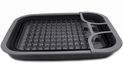 Vista 2 de SAMMART Escurridor de platos plegable, estante de secado plegable, organizador de vajilla portátil, bandeja de almacenamiento de cocina que ahorra