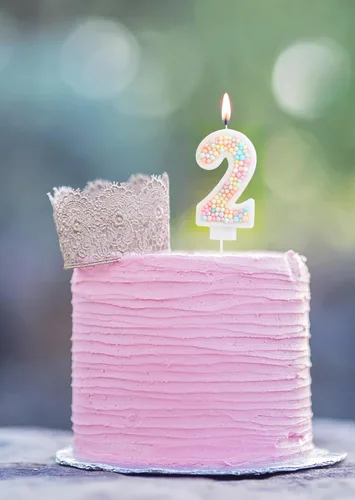 Vista 3 de EAKE Macaron Pastel Number 2 Birthday Candle 3D Glitter Cake Topper Decor