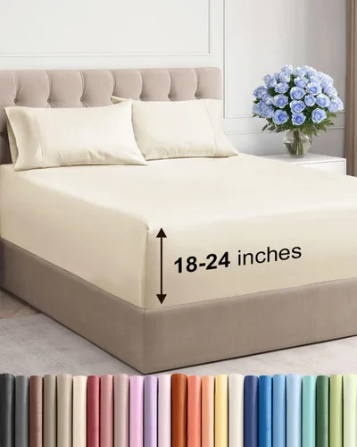 Vista 15 de Sábanas individuales de bolsillo extra profundo, sábanas transpirables y refrescantes de 3 piezas, juego de sábanas de lujo para hotel, suaves, sin