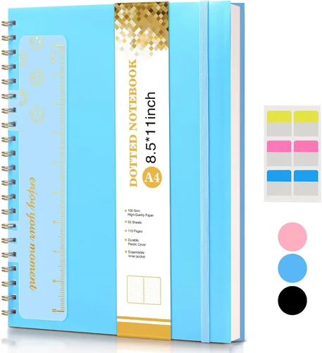 Vista 36 de Cuaderno de espiral de 8.5 x 11 pulgadas, cuadernos grandes A4 para mujeres y hombres, diario rayado universitario, papel de 3.53 oz/m², diarios