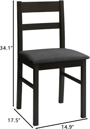 Vista 2 de Juego de 2 sillas de cocina de madera maciza para comedor, cocina y comedor, color negro