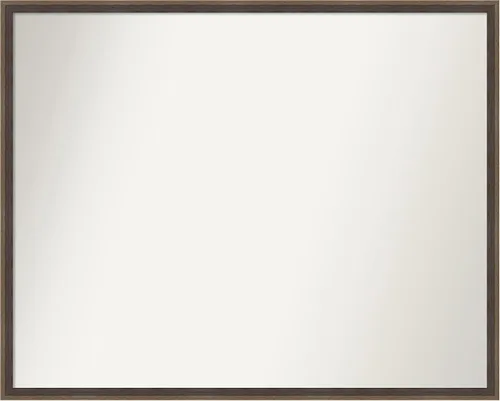 Vista 125 de Amanti Art Brown Bathroom Mirror for Over Sink, 21x33 Custom Made Hardwood Wedge Mocha Rectangle Vanity Mirror, Large Modern Wood Frame, Hangs