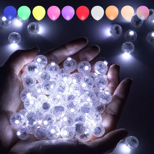 Vista 21 de Aogist 50 Piezas Luces para Globos Azules con Aro para Colgar, Mini Lámpara de Bola Redonda Pequeña Luz LED para Linternas de Papel y Vidrio