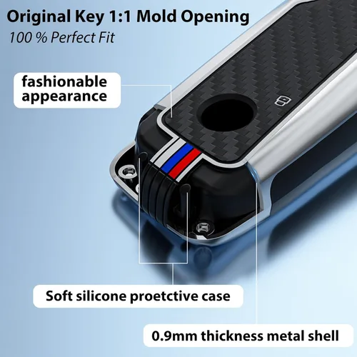 Vista 6 de OLLEN Funda para llavero de aleación de zinc pesada, apta para BMW 2023 ~ en adelante 5/7 Series 740i 760i X1 X2 X3 X3 X5 X6 X7 XM IX IX IX3 I5 I7