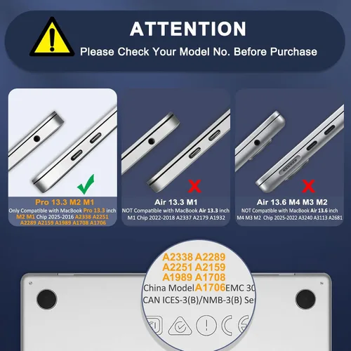 Vista 2 de MOSISO - Funda rígida de plástico para proteger la pantalla de MacBook Pro de 13 pulgadas, Negro