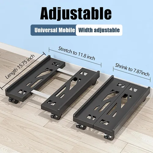 Vista 2 de BYMECOST Soporte de torre ajustable para computadora, soporte de PC para CPU móvil con 4 ruedas giratorias que se adapta a la mayoría de PC debajo