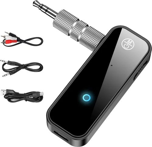 Vista 12 de Adaptador auxiliar auxiliar Bluetooth 5.4 para coche, transmisor receptor Bluetooth 2 en 1, conector de 0.138 in, adaptador de audio inalámbrico
