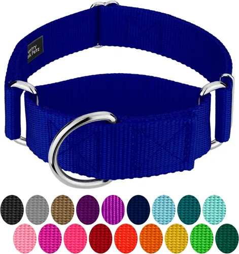Vista 3 de Country Brook Design - Collar ancho para perro, ajustable para razas grandes - Collar de perro de nailon sólido Martingala