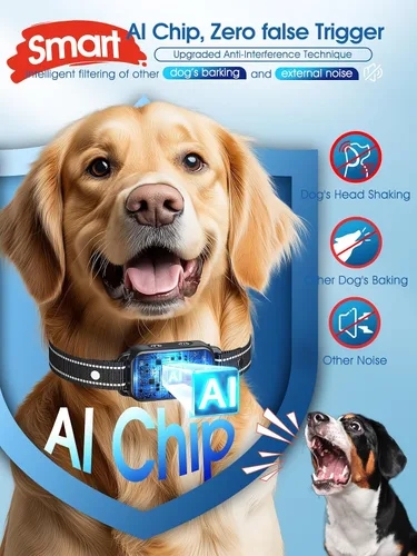 Vista 2 de DINJOO Collar Antiladridos Inteligente - Collar de Adiestramiento Antiladridos Recargable con 8 Niveles de Sensibilidad Ajustables, Pitido y Choque