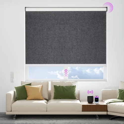 Vista 26 de Astomi Persianas enrollables motorizadas para ventanas, persianas inteligentes opacas para interiores, control remoto y de voz sin esfuerzo