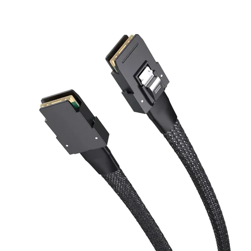 Vista 2 de H!Fiber.com Paquete de 2 cables internos Mini SAS SFF-8087 a SFF-8087, cable mini SAS interno de 1.6 ft, 36 pines, 6 Gbps, 100 ohmios