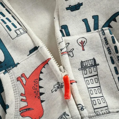 Vista 5 de Conjunto deportivo de dinosaurio de manga larga con capucha y pantalones para bebé recién nacido ropa