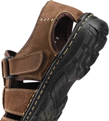 Vista 3 de Jousen Sandalias de cuero para hombre, sandalias de playa con punta abierta, sandalias deportivas de verano al aire libre