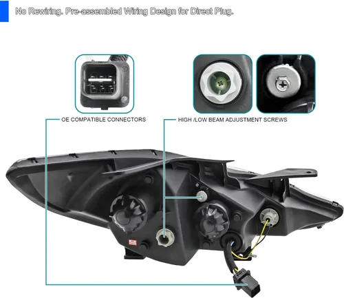 Vista 4 de SPEC-D TUNING Faros delanteros LED cromados SMD compatibles con Hyundai Sonata 2011-2014, conjunto de faros delanteros izquierdo y derecho