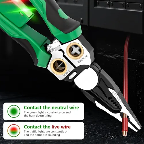 Vista 3 de 2026 - Alicates multifuncionales 8 en 1 para pelar cables, pelacables 8 en 1 con probador de voltaje, alicates eléctricos profesionales para cortar